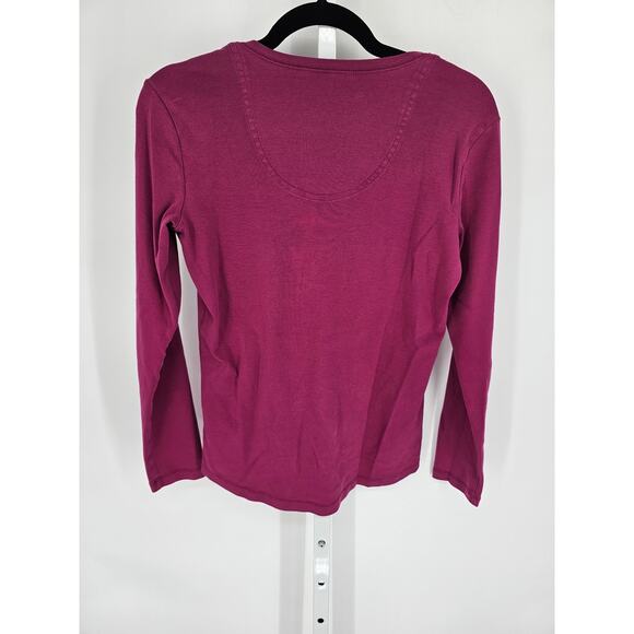 Royal Robbins Womens M Long Sleeve V Neck T Shirt Dark Pink Purple Standard Fit - Picture 3 of 3